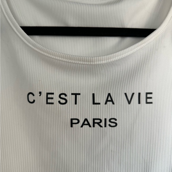 Plus Size 1X White Crop Top “C’est la vie Paris” - Picture 3 of 3